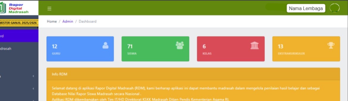 Menu Update di pojok kanan atas